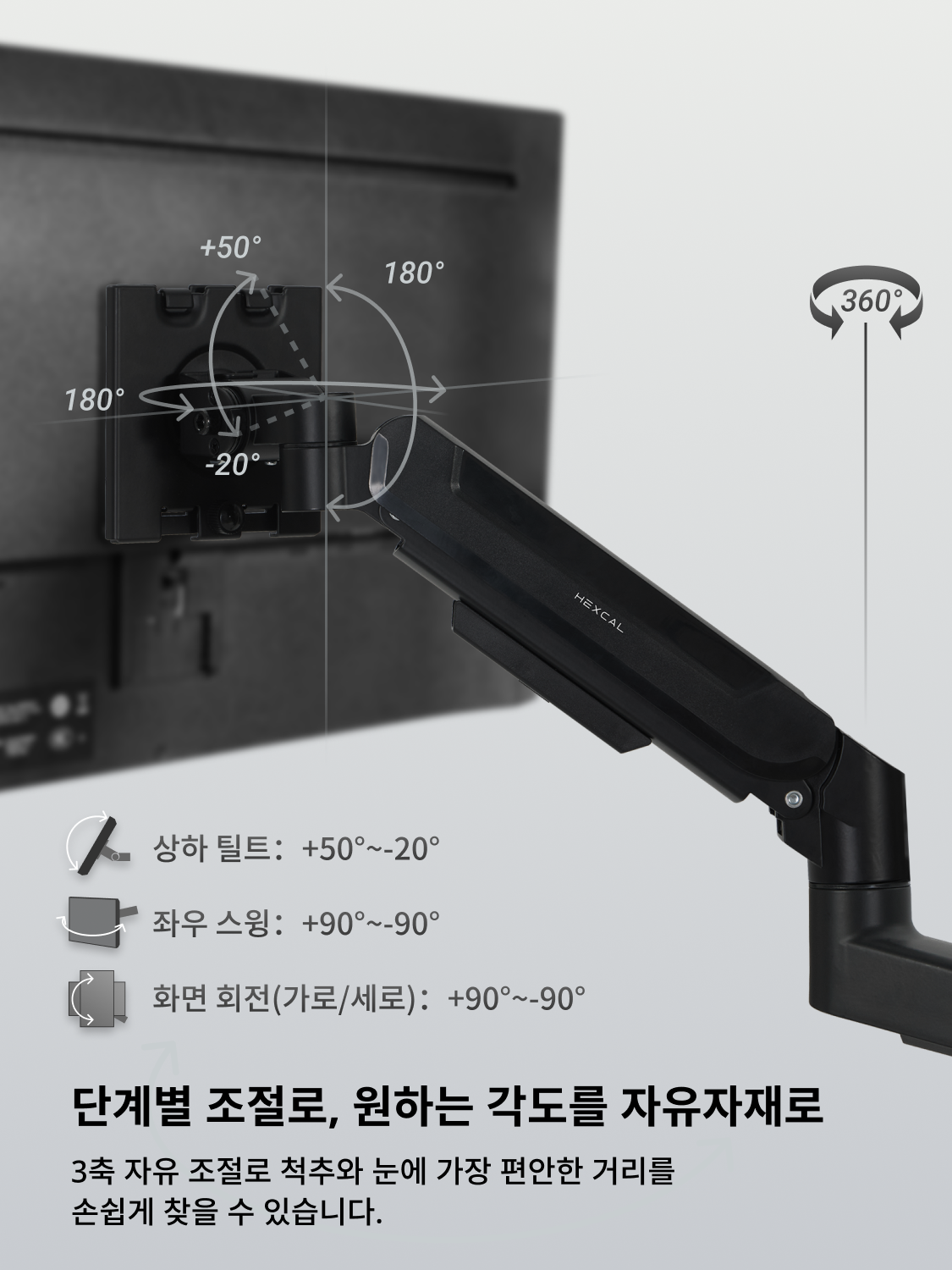 Hexcal 고중량 모니터암 듀얼 트리플 쿼드